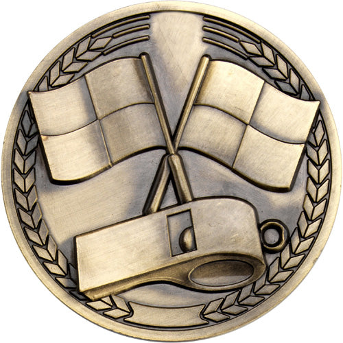 Referee Medallion Antique Gold - 2.75In