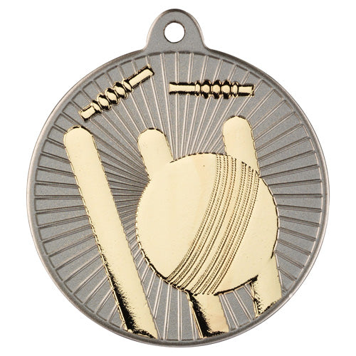 Cricket Two Colour Medal Matt Silver/Gold - 2In