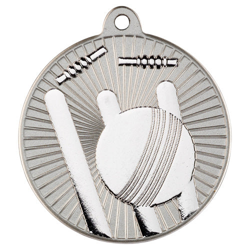 Cricket Two Colour Medal Matt Silver/Silver - 2In