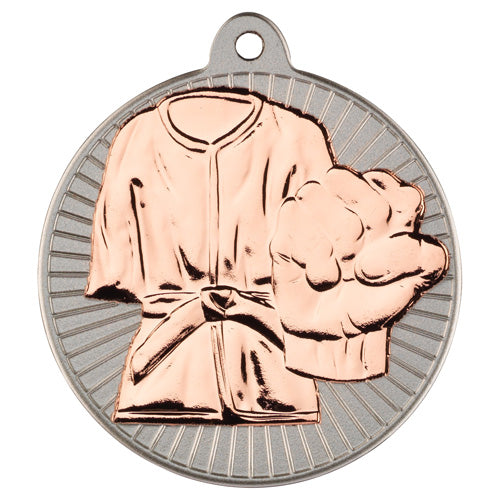 Martial Arts Two Colour Medal Matt Silver/Bronze - 2In