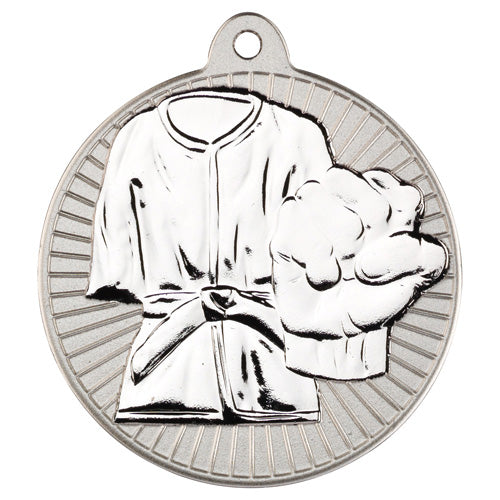 Martial Arts Two Colour Medal Matt Silver/Silver - 2In