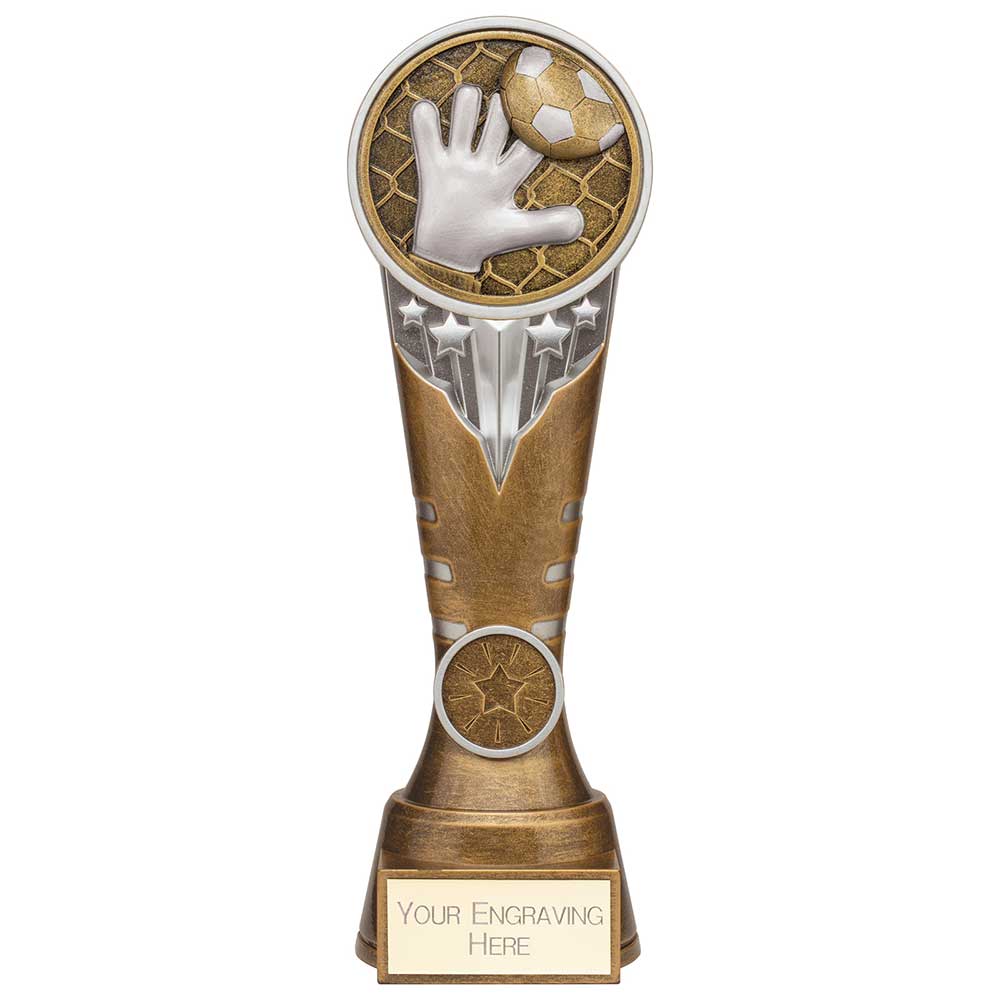 Ikon Tower Goalkeeper Award Antique Silver & Gold 225mm