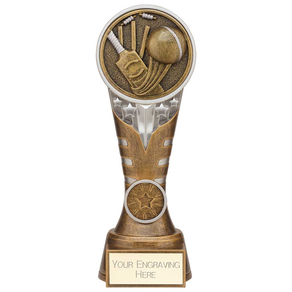 Ikon Tower Cricket Award Antique Silver & Gold 200mm