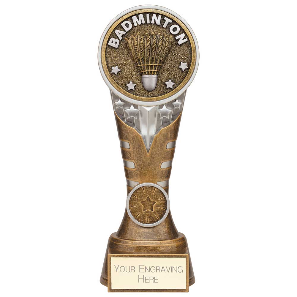 Ikon Tower Badminton Award Antique Silver & Gold 200mm