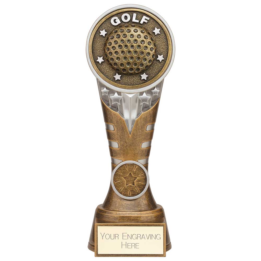 Ikon Tower Golf Award Antique Silver & Gold 200mm