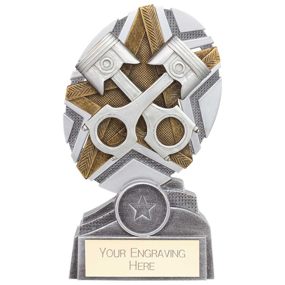 The Stars Motorsport Piston Plaque Award Silver & Gold 150mm