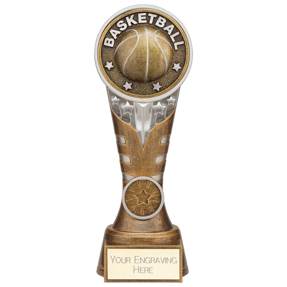 Ikon Tower Basketball Award Antique Silver & Gold 200mm