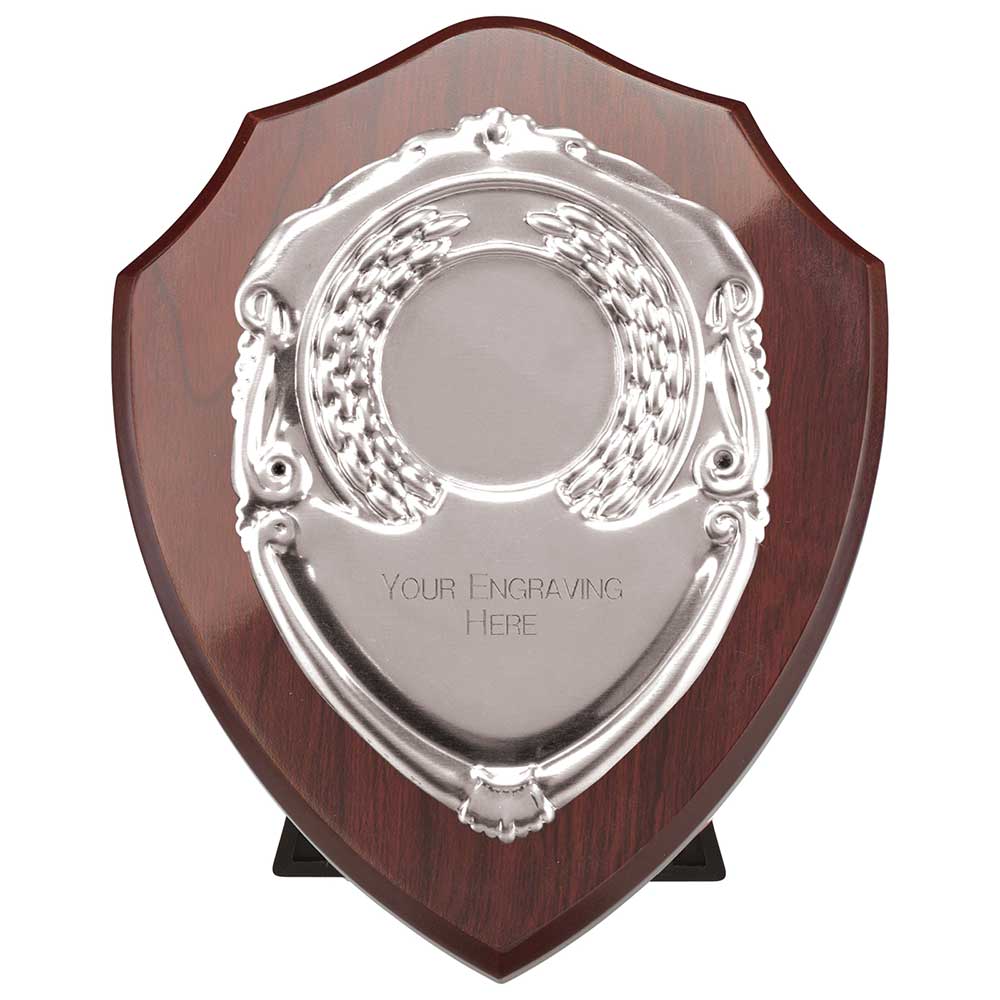 Reward Shield & Front Mahogany & Silver 100mm