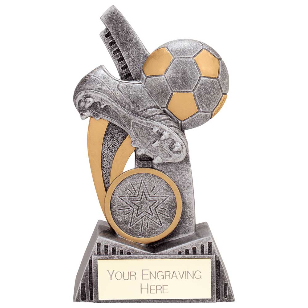 Nemesis Football Boot & Ball Award Antique Gold & Silver 120mm
