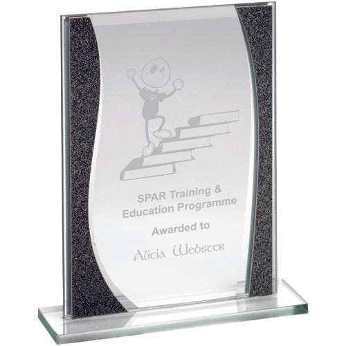 Jade Glass Rectangle Plaque With Silver Highlights - (4Mm Thick) 7.25In