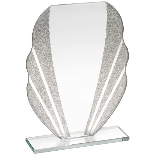 Jade Glass Plaque With Silver Glitter Detail (4Mm Thick) - 7.25In