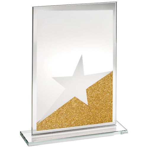 Jade Glass Rectangle Plaque With Gold/Silver Glitter Detail (4Mm Thick) - 6.5In
