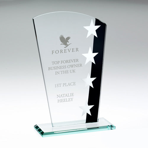 Jade Glass Shield With Silver/Black Star Design (4Mm Thick) - 7.25In