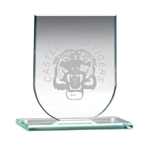Jade Glass Shield Plaque (6Mm Thick) - 3.75In