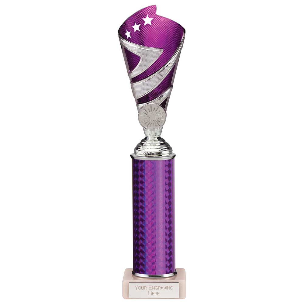 Hurricane Multisport Plastic Tube Cup Silver & Purple 295mm