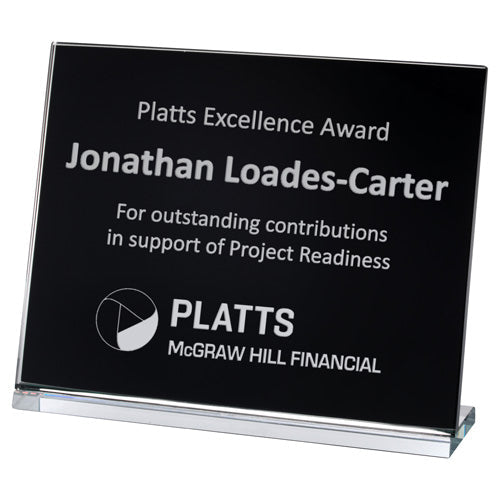 Black Backed Clear Glass Landscape Plaque - 7.5 X 9.5In