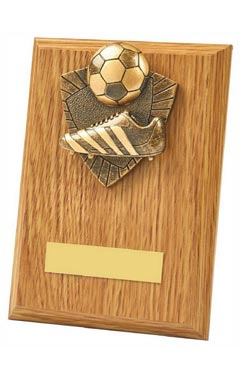 Boot/Ball Wood Plaque Award Light Oak 15cm