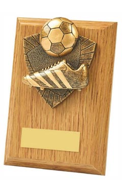 Boot/Ball Wood Plaque Award Light Oak 13cm