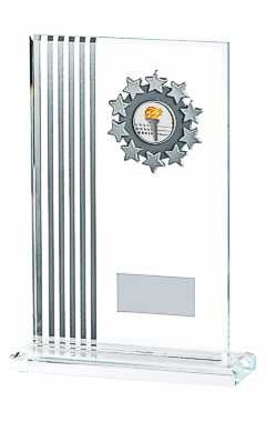 Crystal Stripe Glass Football Award (In Presentation Case) Clear 21cm