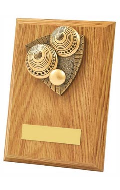 Light Oak Lawn Bowls Wood Plaque Award Light Oak 15cm