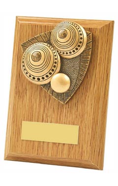 Light Oak Lawn Bowls Wood Plaque Award Light Oak 13cm