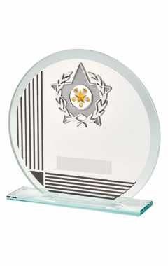 Glass Award with Black Stripe and Trim Black 17cm