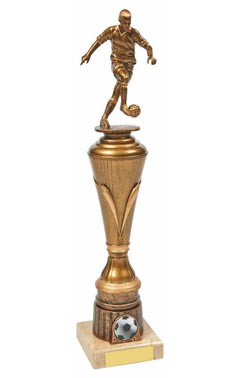 Antique Gold Male Football Pillar Trophy Ant Gold 35cm