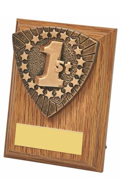 Wood Plaque with 1st Place Resin Trim Light Oak 10cm