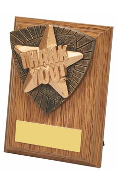 Wood Plaque with Resin Thank You Trim Light Oak 10cm