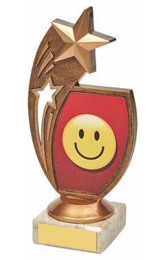 Antique Gold Happy Face Star Award Ant Gold 17cm