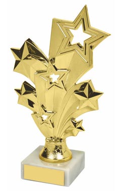 Gold Stars Achievement Trophy Gold 18.5cm