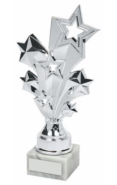 Silver Stars Achievement Trophy Silver 22cm