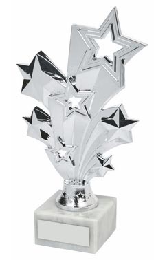 Silver Stars Achievement Trophy Silver 20cm