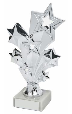 Silver Stars Achievement Trophy Silver 18.5cm