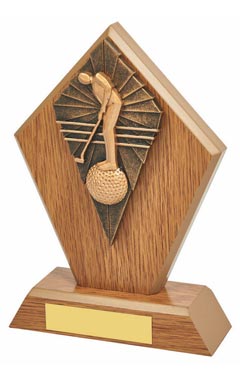 Wood Stand with Male Golf Putter Resin Trim Light Oak 17.5cm