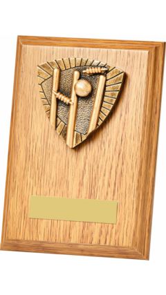 Cricket Stumps Wood Plaque Light Oak 15cm