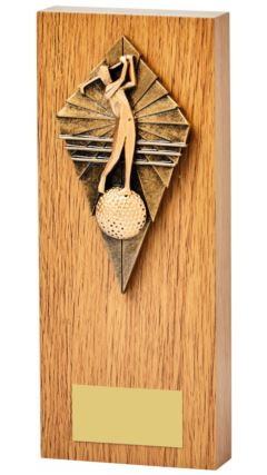 Light Oak Tower Block with Male Golf Resin Trim Light Oak 18cm