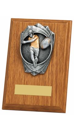 "Rose" Light Oak Rugby Plaque (Male) Light Oak 15cm