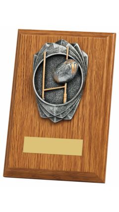 "Rose" Light Oak Rugby Plaque (Posts) Light Oak 15cm