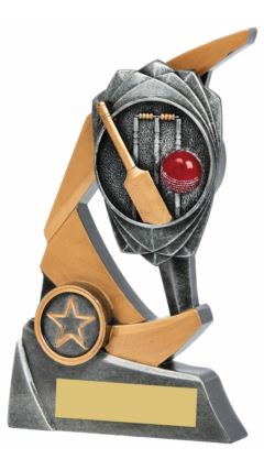 Resin Claw Award - Cricket Bat & Stumps Ant Silver 15cm