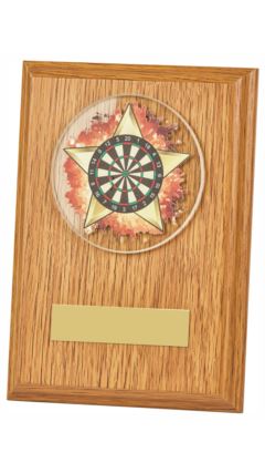 Light Oak Plaque - Tri Darts Light Oak 15cm