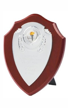 Chrome Fronted Shield Dark Wood 20cm