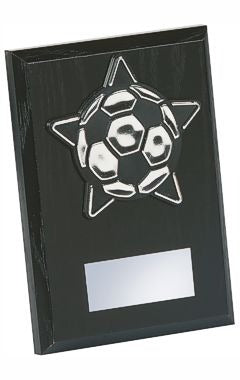 Silver/Black Football Trim, Black Wood Award Black 10cm