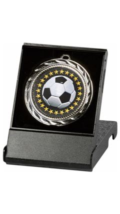 70mm Gold Football Medal in Case Gold 7cm