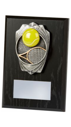 Antique Silver Tennis, Black Wood Award Black 15cm