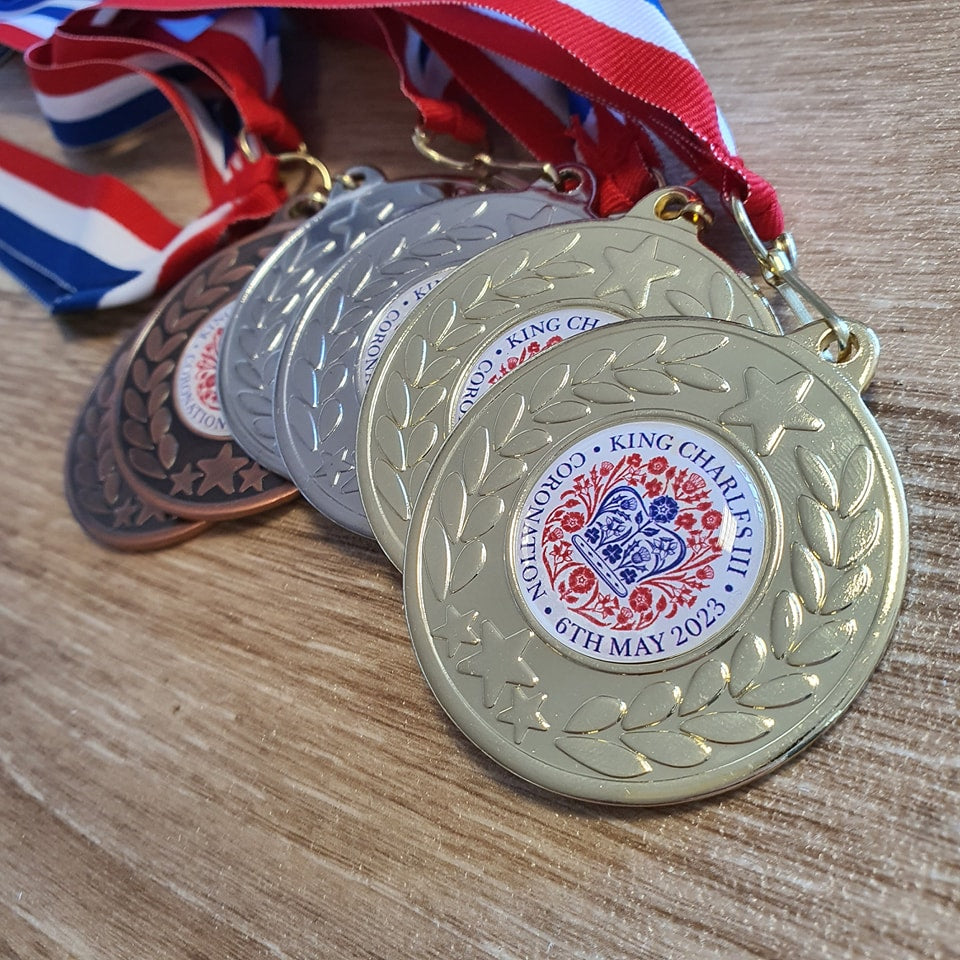 £1 Medals - Metal Medals With Ribbon & Custom Logo (Bronze Colour)