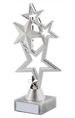 Silver Stars Achievement Trophy Silver 19cm