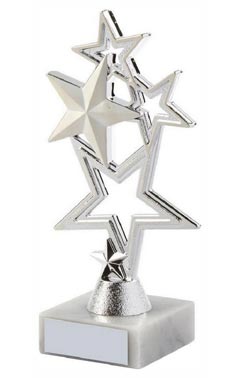 Silver Stars Achievement Trophy Silver 16cm