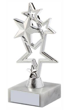 Silver Stars Achievement Trophy Silver 14cm