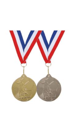 45mm Male Gold Football Medal with Ribbon Gold 4.5cm